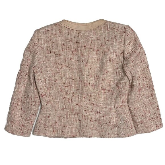 Tahari Arthur S. Levine Tweed Crop Blazer Women's 4P Pink 100% Silk Trim - Picture 3 of 17